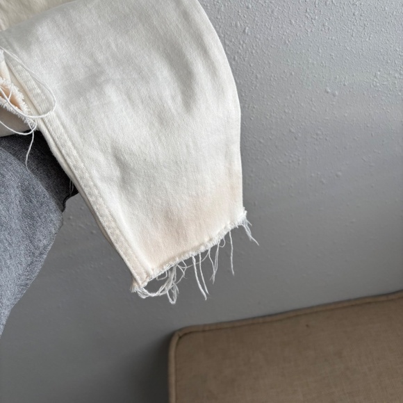 RE/DONE 70s Stove Pipe High Rise Straight Ankle Jeans in Vintage White - Picture 7 of 12